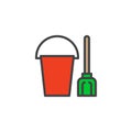 Sand bucket with shovel filled outline icon Royalty Free Stock Photo
