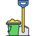 Sand bucket and shovel icon summer toy vector Royalty Free Stock Photo