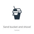 Sand bucket and shovel icon vector. Trendy flat sand bucket and shovel icon from summer collection isolated on white background. Royalty Free Stock Photo