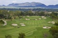 Sand bunker at the beautiful golf course.