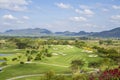 Sand bunker at the beautiful golf course. Royalty Free Stock Photo