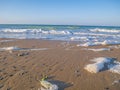 Sand castel by the sea. Games for kids on the beach.