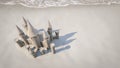 Sand castle beach background. 3d rendering Royalty Free Stock Photo