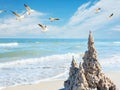 Sand castle on beach Royalty Free Stock Photo