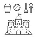 Sand Castle and Beach Toys Icons Royalty Free Stock Photo