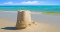 Sand Castle by Beautiful Ocean Royalty Free Stock Photo