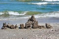 Sand castle. Seascape. Summer, sea, sun, beach, fun, holiday - Black Sea, landmark attraction in Romania