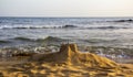 Sand castle on the Mediterranean coast Royalty Free Stock Photo