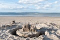 Sand castle at Nairn Beach in Scotland Royalty Free Stock Photo