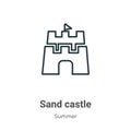 Sand castle outline vector icon. Thin line black sand castle icon, flat vector simple element illustration from editable summer Royalty Free Stock Photo