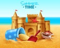 Sand Castle Realistic Illustration Royalty Free Stock Photo