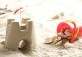 Sand castle and shells Royalty Free Stock Photo