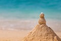 sand castles on the beach as symbol of a holiday with children at the sea Royalty Free Stock Photo