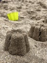 sand castles on the beach made by a child Royalty Free Stock Photo