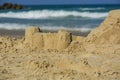 Sand castles on beach