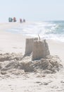 Sand castles on oil threatened beach