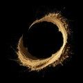 Sand circle splash isolated on black background. Sand abstract splashes. Grunge circle frame design Royalty Free Stock Photo