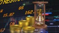 The Sand clock and coins for Business concept 3d rendering Royalty Free Stock Photo
