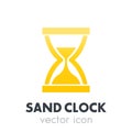 Sand clock, hourglass icon on white