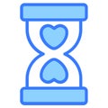 sand clock, love, dead line Icon, simple design blue line
