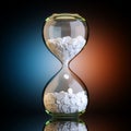 Sand Clock With Pills In Black Studio With Artistic Backlight