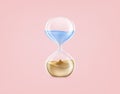 Sand clock. Realistic hourglass. Water scarcity. Sandglass with drops falling flow. Drought in Africa desert. Thirsty Royalty Free Stock Photo