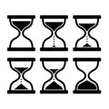 Sand Clock Set. Glass Timer on White Background. Vector Royalty Free Stock Photo
