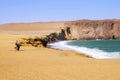 Sand coast on Peru with a motor bike