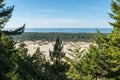 The sand and coastline from a high point of view over the Oregon dunes