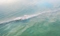 Sand covered with crystalline salt on shore of Dead Sea, clear calm water near - typical scenery at Ein Bokek beach, Israel Royalty Free Stock Photo