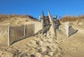 Sand-covered stairway to a beach in North Carolina; Royalty Free Stock Photo