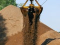 Sand crane excavator summer works barge river bulk Royalty Free Stock Photo