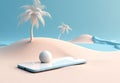 creative cyber sand palm phone holiday mock up summer sea concept. Generative AI.