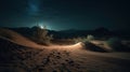 Sand and desert landscape at night Royalty Free Stock Photo