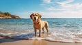 sand dog at the beach