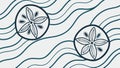 Sand Dollar Sea Shells Pattern Vector Art, vector design Generative AI Royalty Free Stock Photo