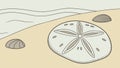 Sand Dollar and Seashell on the Beach Sand Vector, vector design Generative AI Royalty Free Stock Photo