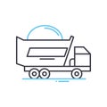 sand dump truck line icon, outline symbol, vector illustration, concept sign