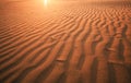 Sand dune in desert in the rays of bright sun, dried up lifeless earth, nature background