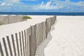 Sand dune fences on beach Royalty Free Stock Photo