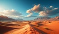 Sand dune, sunset, mountain, extreme terrain, beauty in nature generated by AI