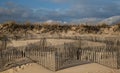 Sand dune windswept fences in East Hampton New York Royalty Free Stock Photo