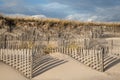 Sand dune windswept fences in East Hampton New York Royalty Free Stock Photo