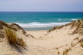 Sand dunes access beach in Le porge village near Lacanau France