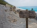 Sand dunes of Agios Pavlos beach from e4 trail between Loutro and Agia Roumeli at south-west of Crete island Royalty Free Stock Photo