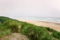 Sand dunes along the coast of Oregon and cloudy sky Royalty Free Stock Photo