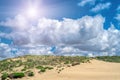 Sand dunes along the shore on the outer banks. Sintra , Portugal Royalty Free Stock Photo