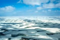 Sand dunes with blue and green lagoons in Lencois Maranhenses Royalty Free Stock Photo