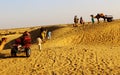 Sand dunes and camel safari at jaiisalmer thar desert India