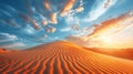 A sand dunes in the desert with a bright blue sky, AI Royalty Free Stock Photo